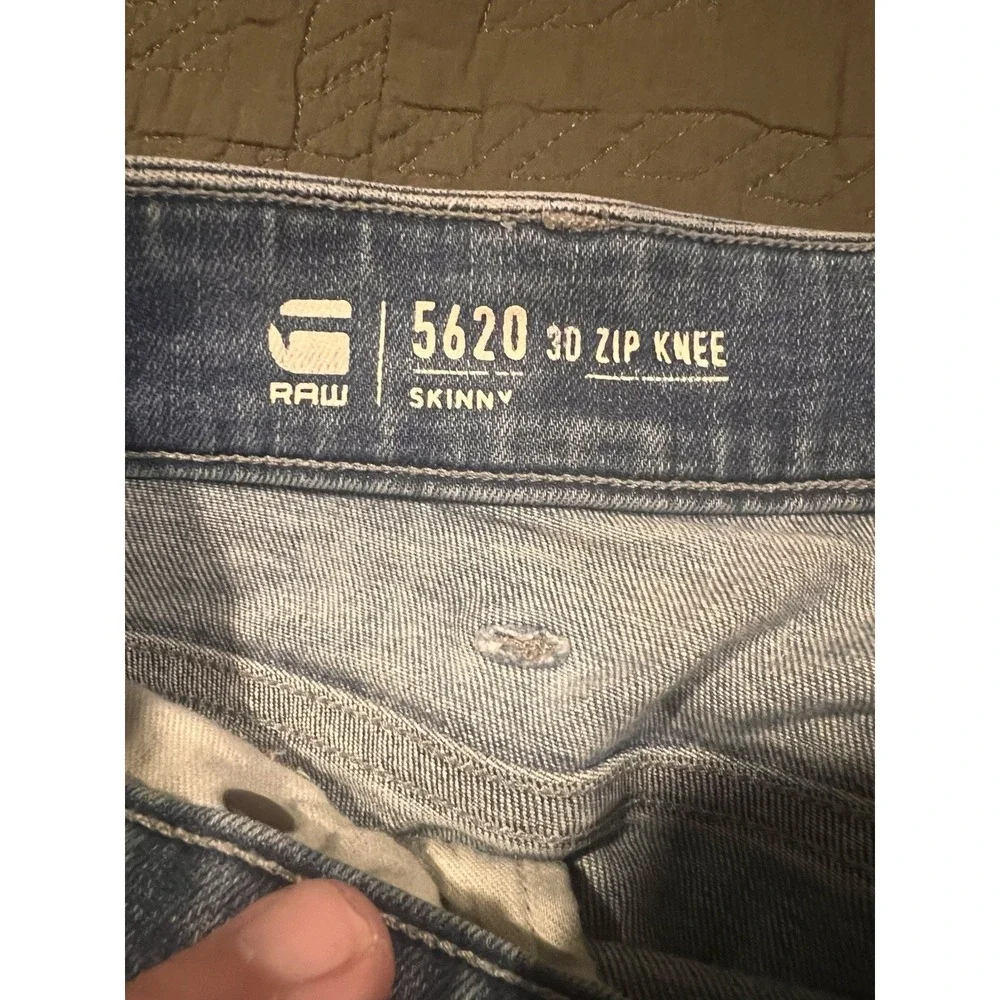 G Star Raw  Men's Blue Jeans Skinny 3D Zip‎ Knee 28x30